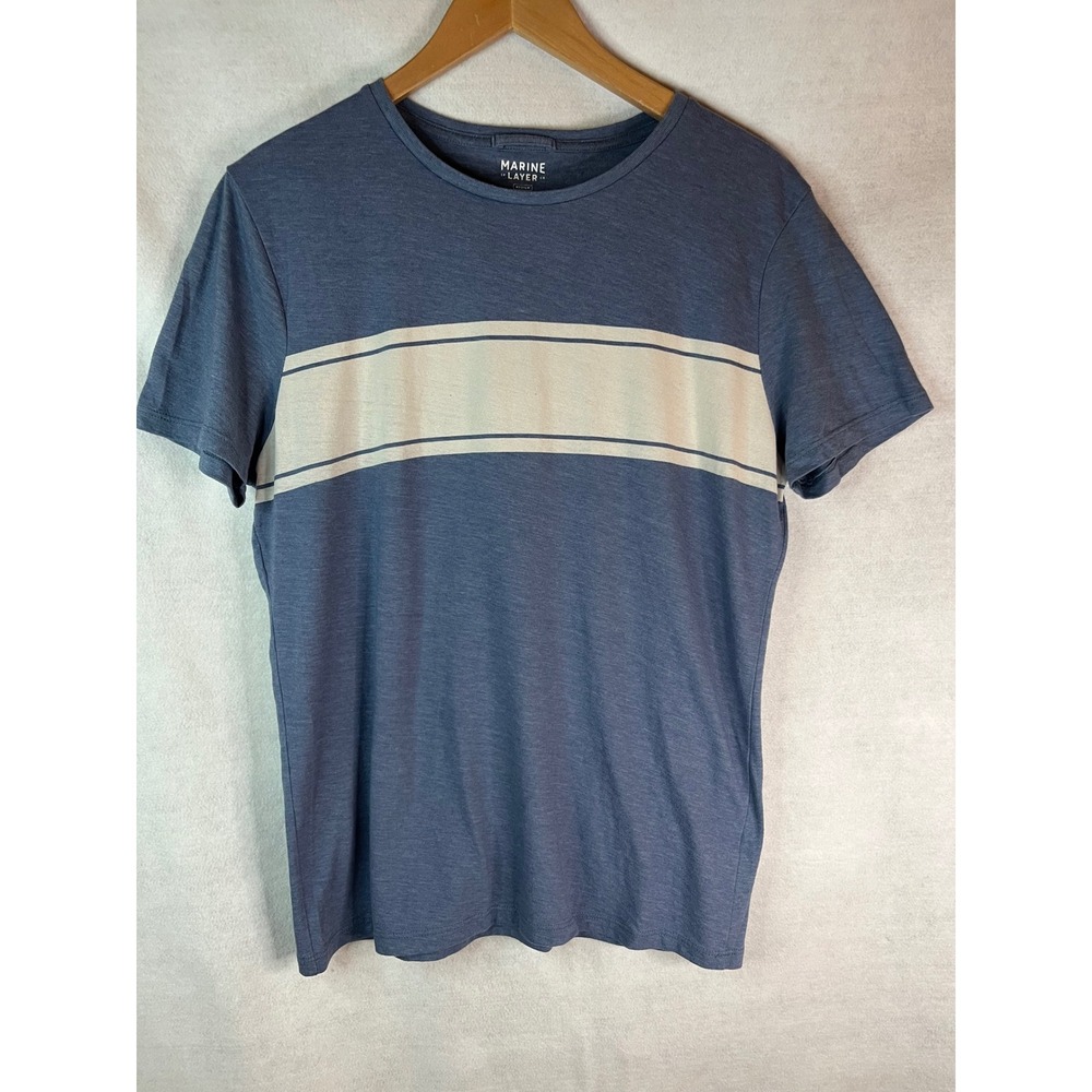 Marine Layer Men's M Cotton Blend Textured Chest Stripe Tee T-Shirt